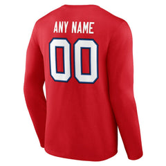 Buffalo Bills Team Authentic Personalized Name & Number Long Sleeve T-Shirt - Red cheap