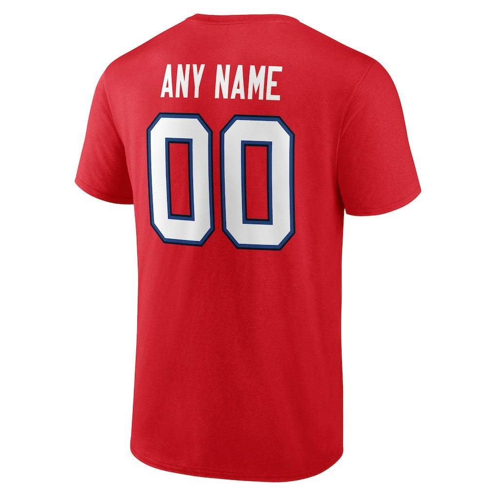 Buffalo Bills Team Authentic Personalized Name & Number T-Shirt - Red on sale