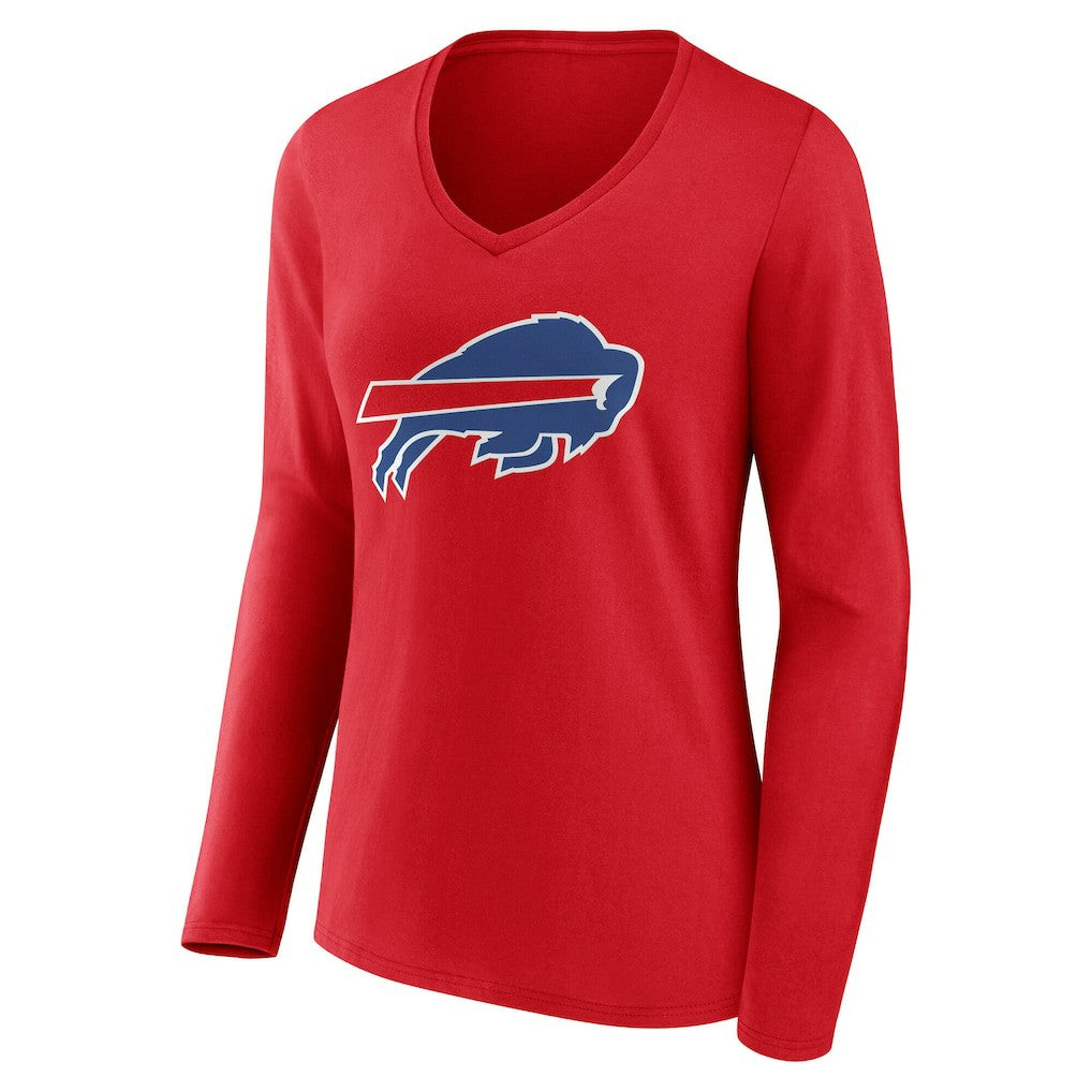 Buffalo Bills Women's Team Authentic Personalized Name & Number Long Sleeve V-Neck T-Shirt - Red sale