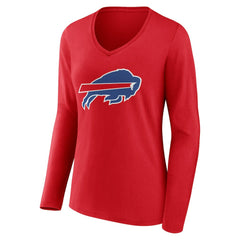 Buffalo Bills Women's Team Authentic Personalized Name & Number Long Sleeve V-Neck T-Shirt - Red sale