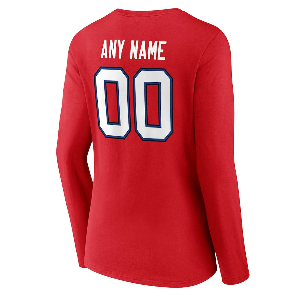 Buffalo Bills Women's Team Authentic Personalized Name & Number Long Sleeve V-Neck T-Shirt - Red sale