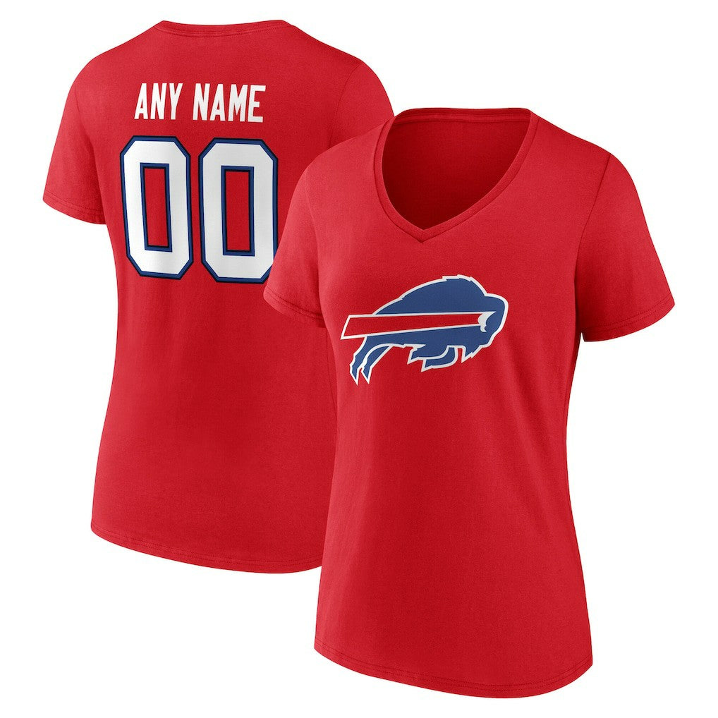 Buffalo Bills Women's Team Authentic Personalized Name & Number V-Neck T-Shirt - Red online