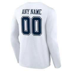 Dallas Cowboys Team Authentic Personalized Name & Number Long Sleeve T-Shirt - White discount
