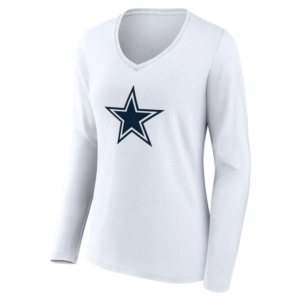 Dallas Cowboys Women's Team Authentic Personalized Name & Number Long Sleeve V-Neck T-Shirt - White outlet