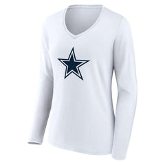 Dallas Cowboys Women's Team Authentic Personalized Name & Number Long Sleeve V-Neck T-Shirt - White outlet