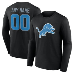 Detroit Lions Team Authentic Personalized Name & Number Long Sleeve T-Shirt - Black outlet