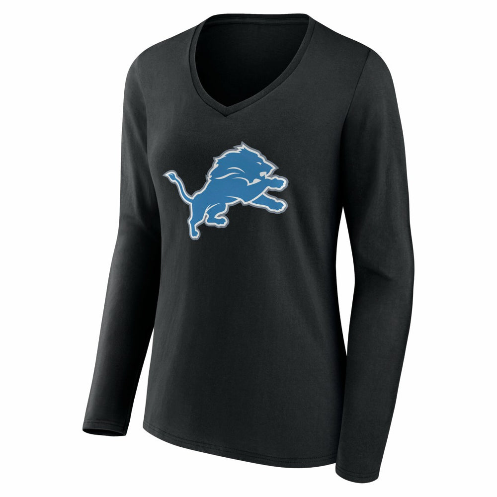 Detroit Lions Women's Team Authentic Personalized Name & Number Long Sleeve V-Neck T-Shirt - Black outlet
