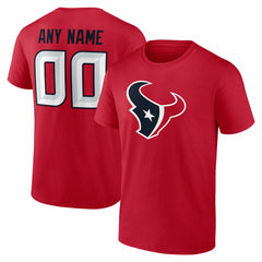 Houston Texans Team Authentic Personalized Name & Number T-Shirt - Red for sale