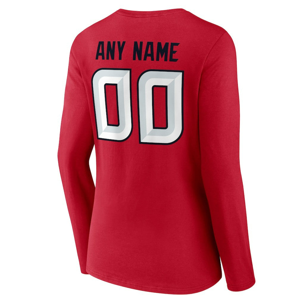 Houston Texans Women's Team Authentic Personalized Name & Number Long Sleeve V-Neck T-Shirt - Red cheap