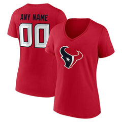 Houston Texans Women's Team Authentic Personalized Name & Number V-Neck T-Shirt - Red sale