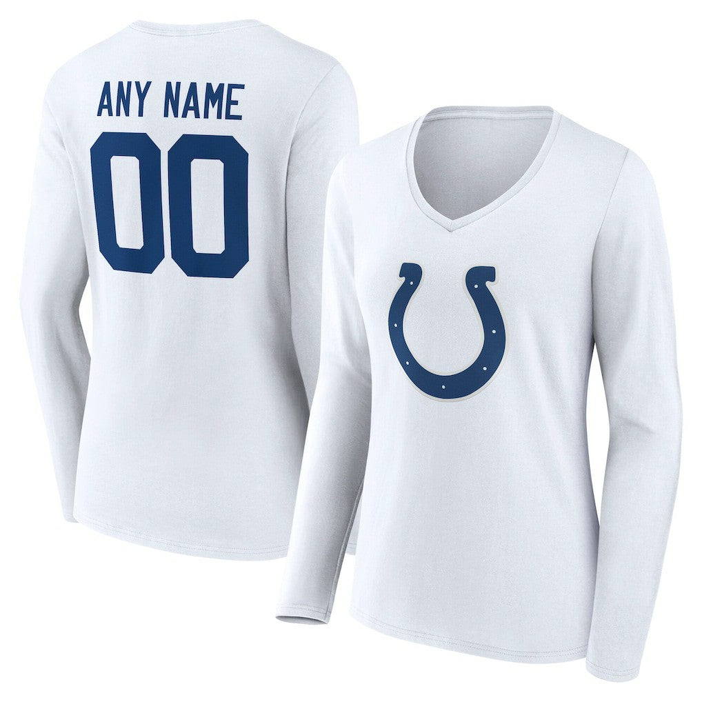 Indianapolis Colts Women's Team Authentic Personalized Name & Number Long Sleeve V-Neck T-Shirt - White online
