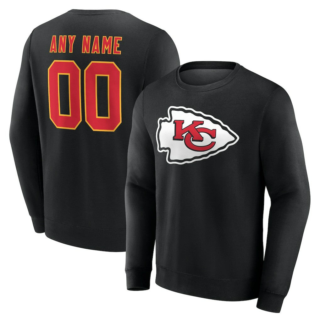 Kansas City Chiefs Team Authentic Personalized Name & Number Sweatshirt - Black discount