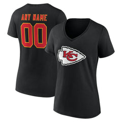 Kansas City Chiefs Women's Team Authentic Personalized Name & Number V-Neck T-Shirt - Black cheap