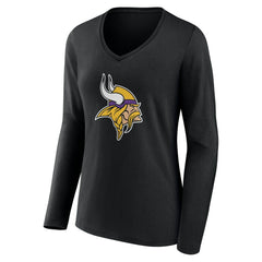 Minnesota Vikings Women's Team Authentic Personalized Name & Number Long Sleeve V-Neck T-Shirt - Black on sale
