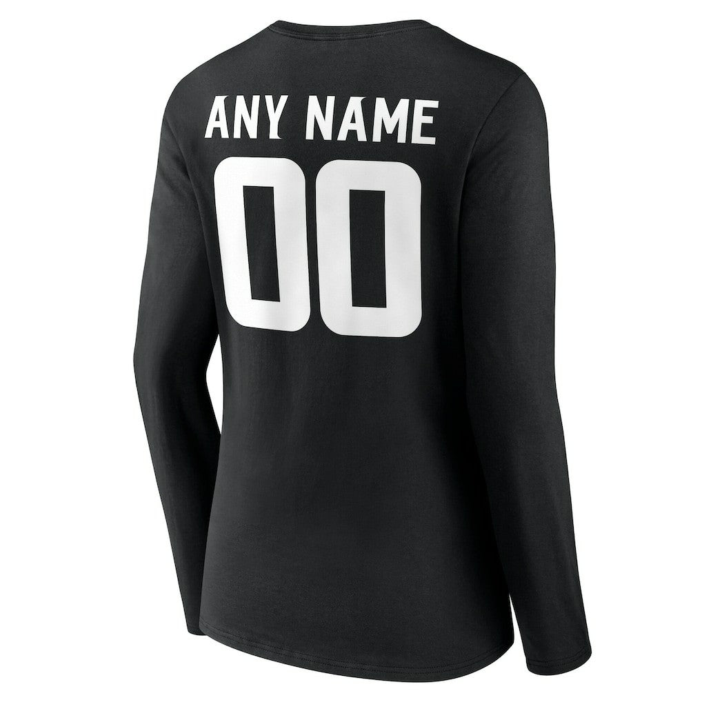 Minnesota Vikings Women's Team Authentic Personalized Name & Number Long Sleeve V-Neck T-Shirt - Black on sale
