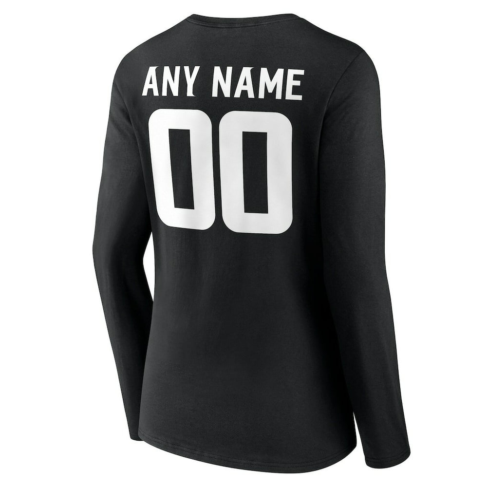 Minnesota Vikings Women's Team Authentic Personalized Name & Number Long Sleeve V-Neck T-Shirt - Black on sale
