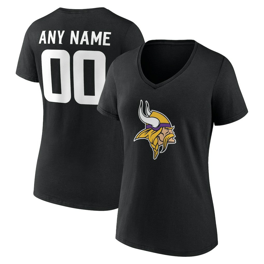 Minnesota Vikings Women's Team Authentic Personalized Name & Number V-Neck T-Shirt - Black online