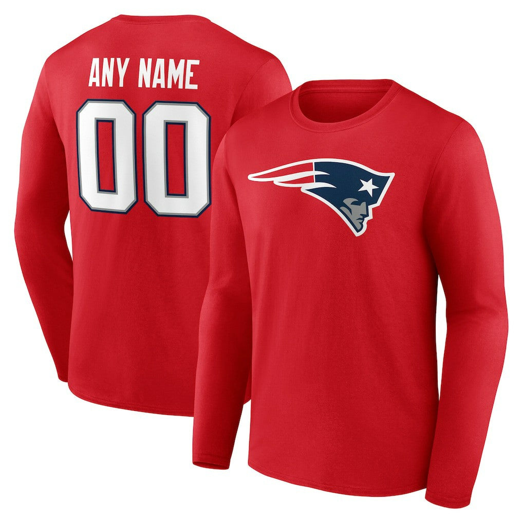 New England Patriots Team Authentic Personalized Name & Number Long Sleeve T-Shirt - Red online