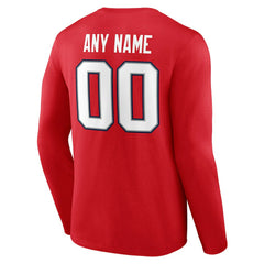 New England Patriots Team Authentic Personalized Name & Number Long Sleeve T-Shirt - Red online