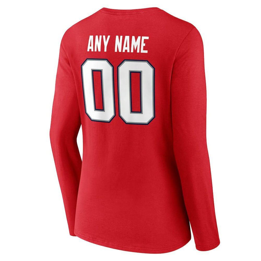New England Patriots Women's Team Authentic Personalized Name & Number Long Sleeve V-Neck T-Shirt - Red outlet