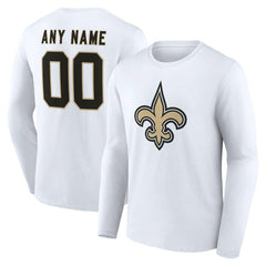 New Orleans Saints Team Authentic Personalized Name & Number Long Sleeve T-Shirt - White for sale