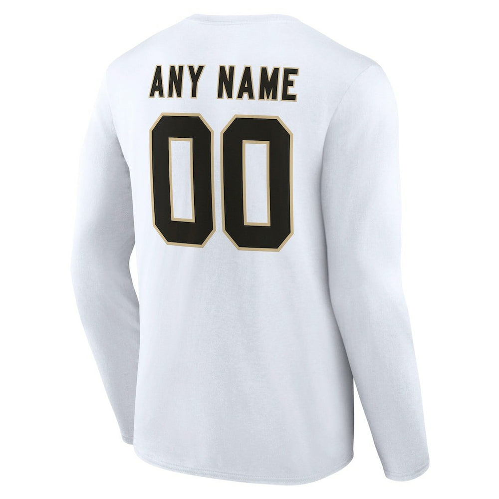 New Orleans Saints Team Authentic Personalized Name & Number Long Sleeve T-Shirt - White for sale
