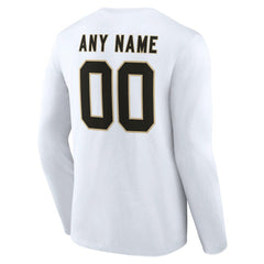 New Orleans Saints Team Authentic Personalized Name & Number Long Sleeve T-Shirt - White for sale