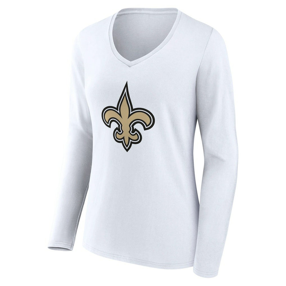 New Orleans Saints Women's Team Authentic Personalized Name & Number Long Sleeve V-Neck T-Shirt - White outlet
