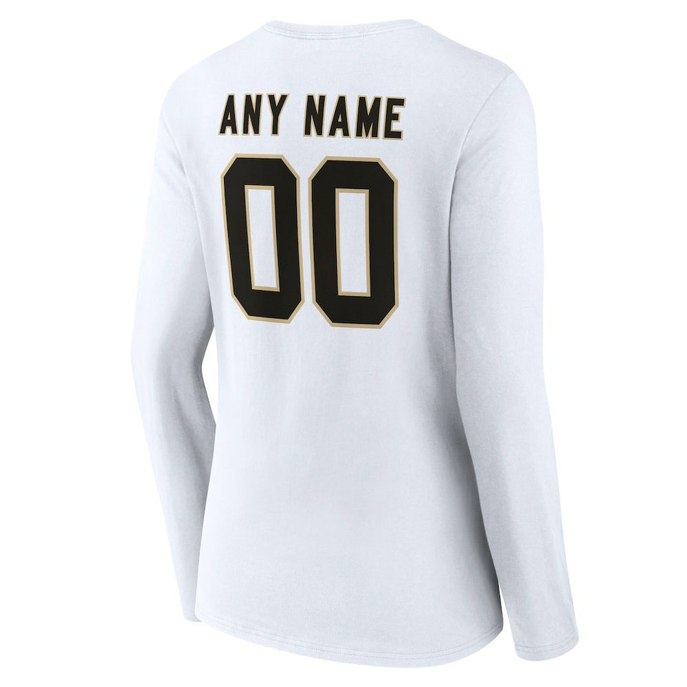 New Orleans Saints Women's Team Authentic Personalized Name & Number Long Sleeve V-Neck T-Shirt - White outlet