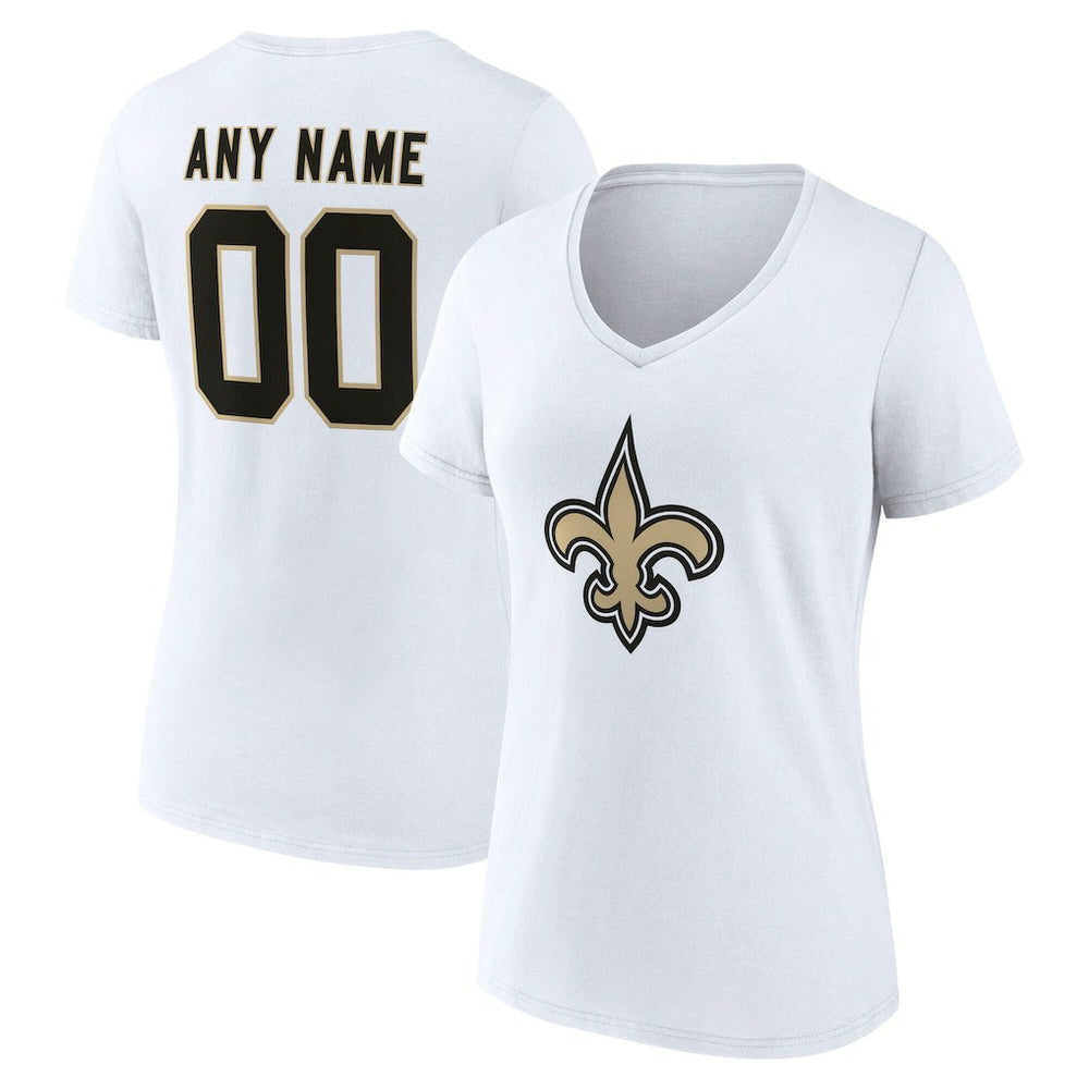 New Orleans Saints Women's Team Authentic Personalized Name & Number V-Neck T-Shirt - White outlet