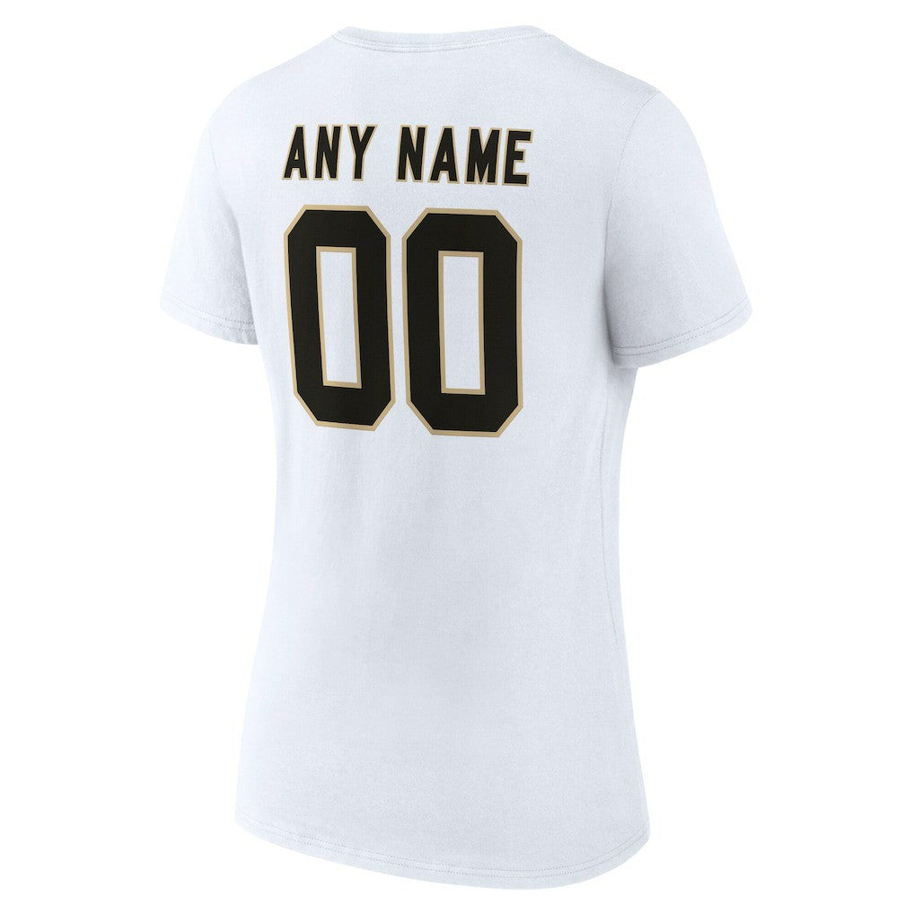 New Orleans Saints Women's Team Authentic Personalized Name & Number V-Neck T-Shirt - White outlet