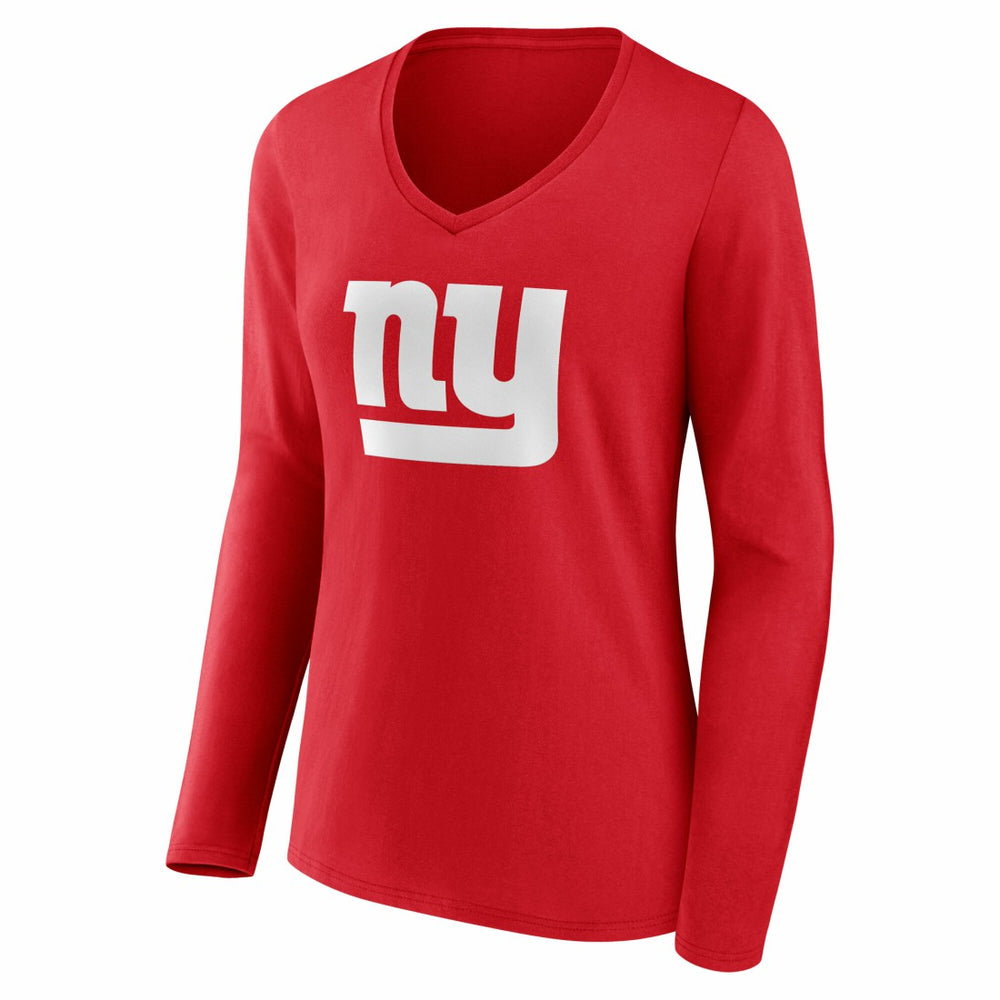 New York Giants Women's Team Authentic Personalized Name & Number Long Sleeve V-Neck T-Shirt - Red discount