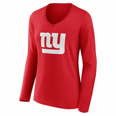 New York Giants Women's Team Authentic Personalized Name & Number Long Sleeve V-Neck T-Shirt - Red discount