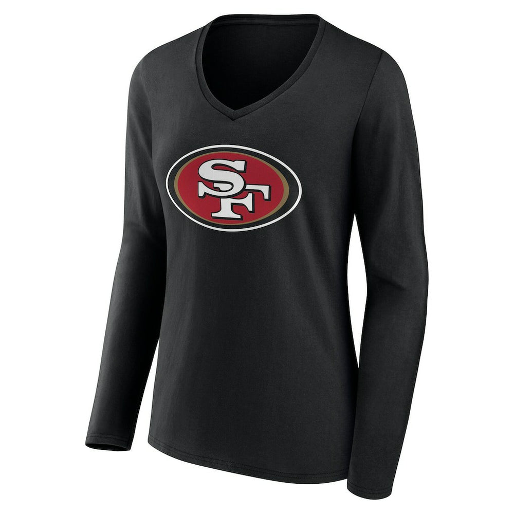 San Francisco 49ers Women's Team Authentic Personalized Name & Number Long Sleeve V-Neck T-Shirt - Black outlet