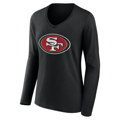 San Francisco 49ers Women's Team Authentic Personalized Name & Number Long Sleeve V-Neck T-Shirt - Black outlet