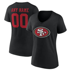 San Francisco 49ers Women's Team Authentic Personalized Name & Number V-Neck T-Shirt - Black discount