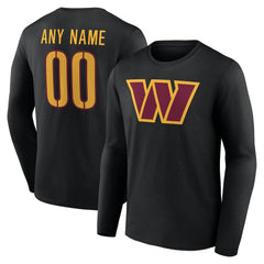Washington Commanders Team Authentic Personalized Name & Number Long Sleeve T-Shirt - Black on sale