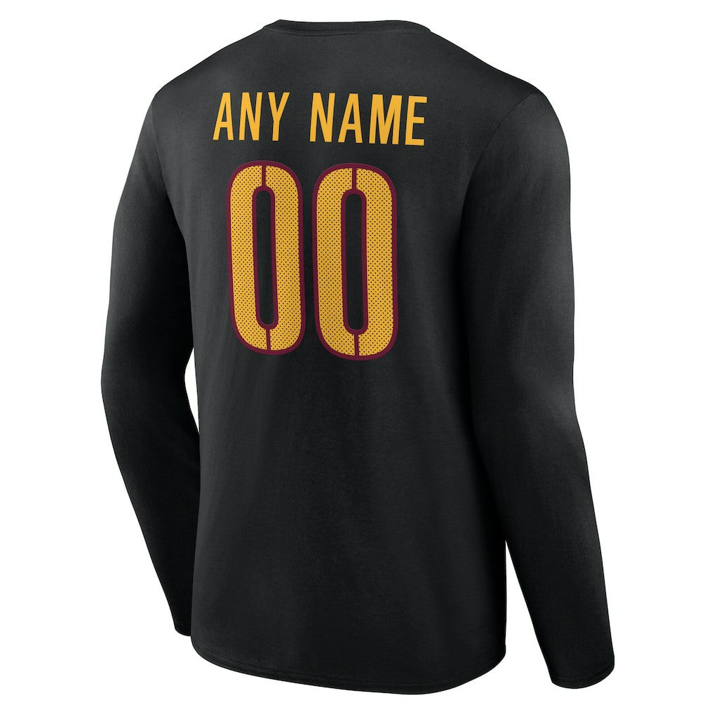 Washington Commanders Team Authentic Personalized Name & Number Long Sleeve T-Shirt - Black on sale