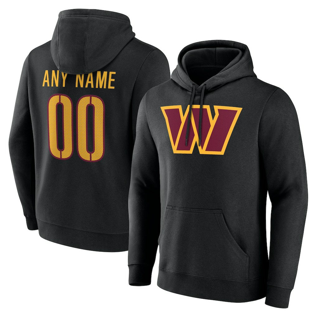 Washington Commanders Team Authentic Personalized Name & Number Hoodie - Black for sale