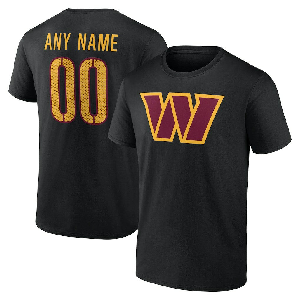 Washington Commanders Team Authentic Personalized Name & Number T-Shirt - Black sale