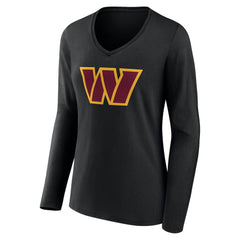 Washington Commanders Women's Team Authentic Personalized Name & Number Long Sleeve V-Neck T-Shirt - Black for sale