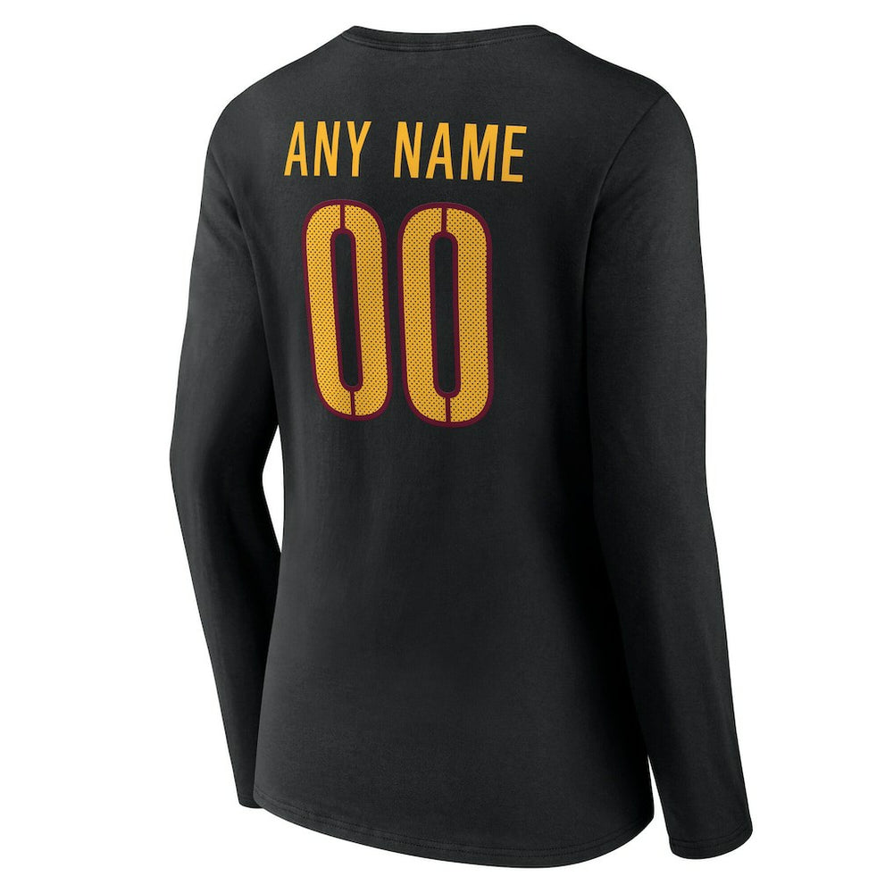 Washington Commanders Women's Team Authentic Personalized Name & Number Long Sleeve V-Neck T-Shirt - Black for sale