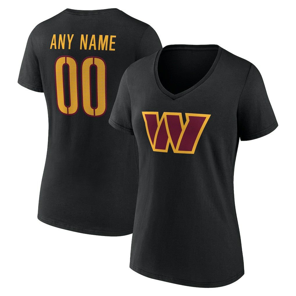 Washington Commanders Women's Team Authentic Personalized Name & Number V-Neck T-Shirt - Black for sale