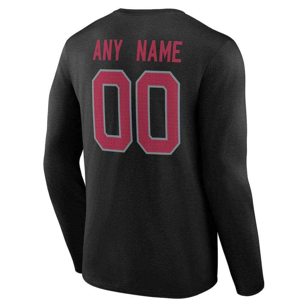 Arizona Cardinals Team Authentic Personalized Name & Number Long Sleeve T-Shirt - Black sale