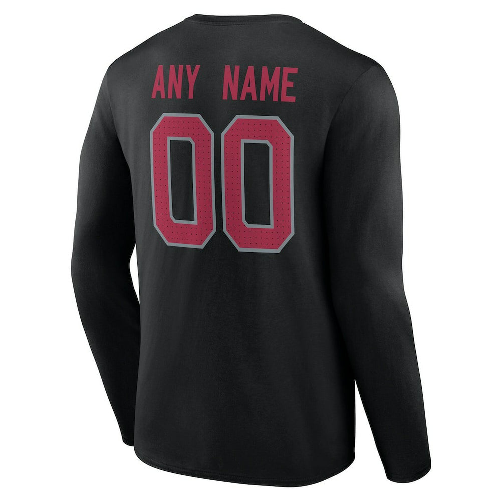 Arizona Cardinals Team Authentic Personalized Name & Number Long Sleeve T-Shirt - Black sale