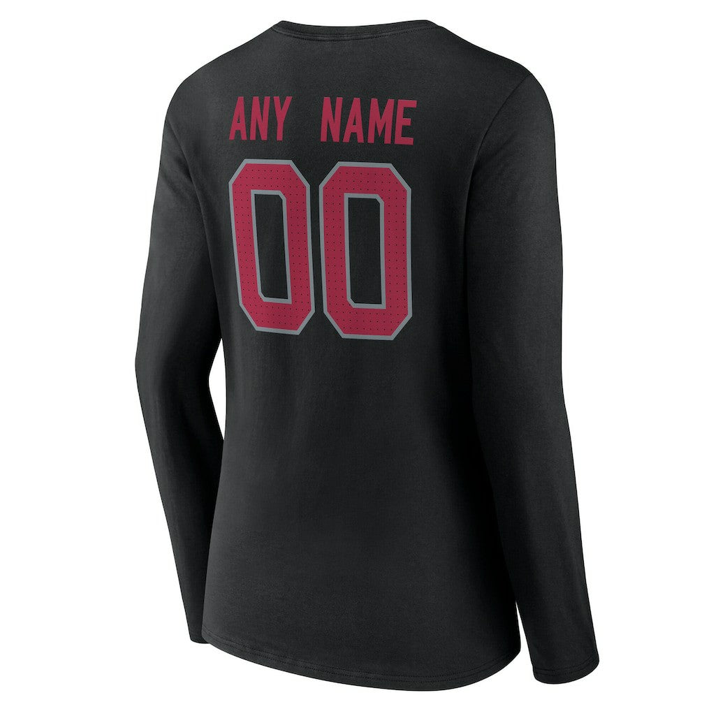 Arizona Cardinals Women's Team Authentic Personalized Name & Number Long Sleeve V-Neck T-Shirt - Black discount