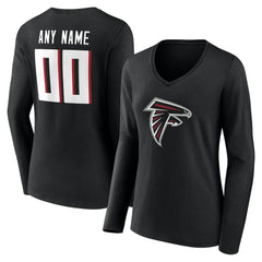 Atlanta Falcons Women's Team Authentic Personalized Name & Number Long Sleeve V-Neck T-Shirt - Black sale