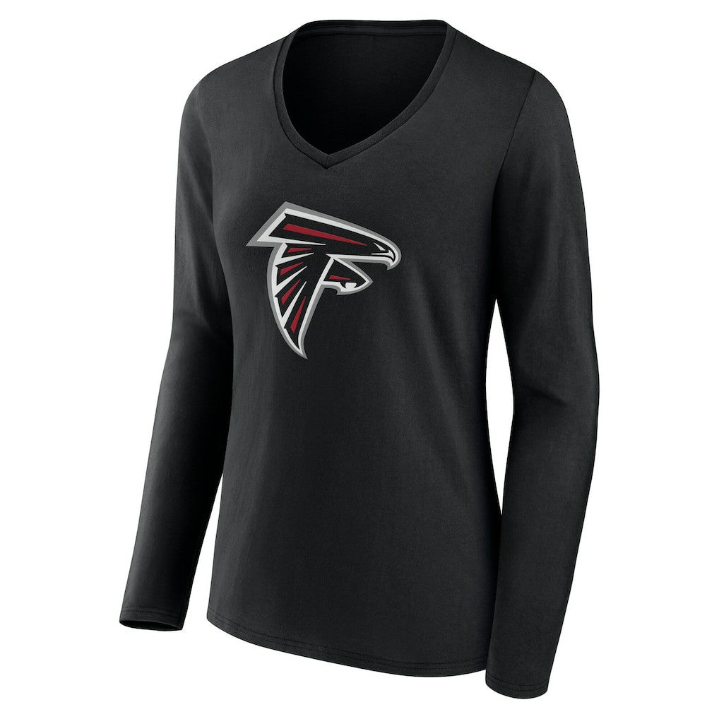 Atlanta Falcons Women's Team Authentic Personalized Name & Number Long Sleeve V-Neck T-Shirt - Black sale