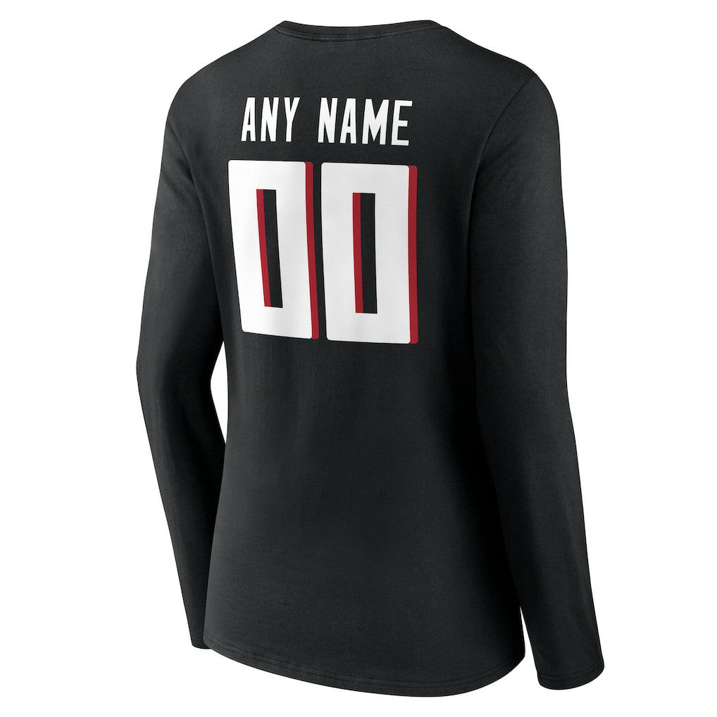 Atlanta Falcons Women's Team Authentic Personalized Name & Number Long Sleeve V-Neck T-Shirt - Black sale