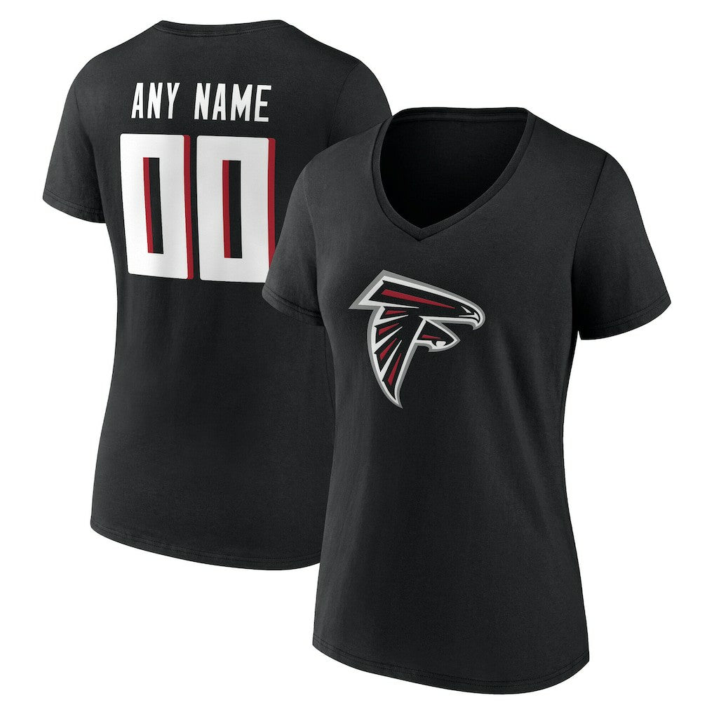 Atlanta Falcons Women's Team Authentic Personalized Name & Number V-Neck T-Shirt - Black on sale